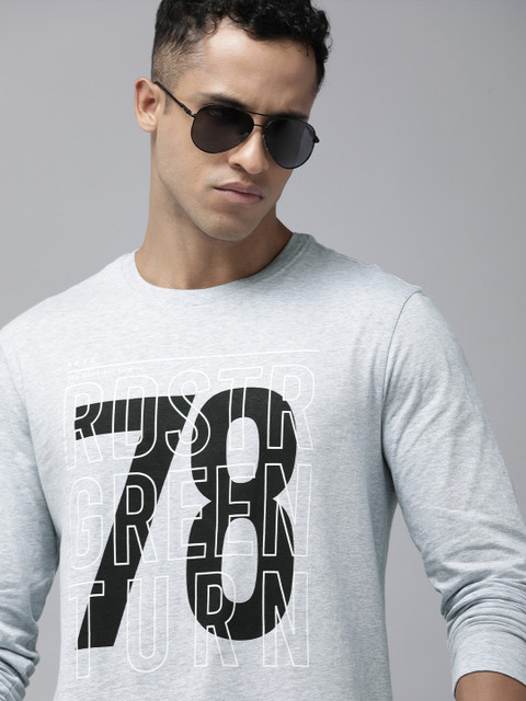 Roadster Graphic Print, Printed, Typography Men Round Neck Grey T-Shirt