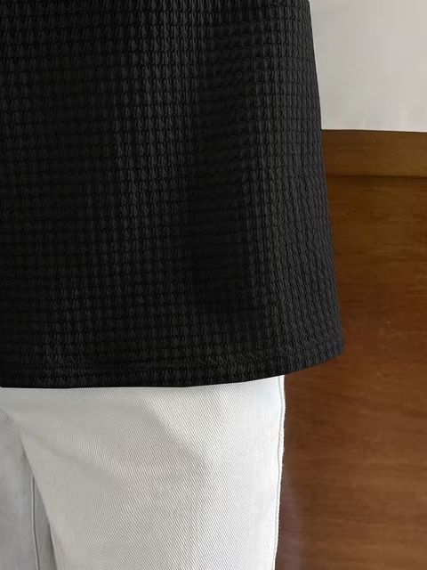 AZIZAN Men Black Cotton Blend Round Neck T-Shirt - Image 6