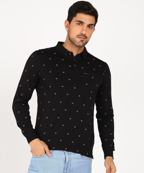 Fort Collins Printed Men Polo Neck Black T-Shirt Buy Fort