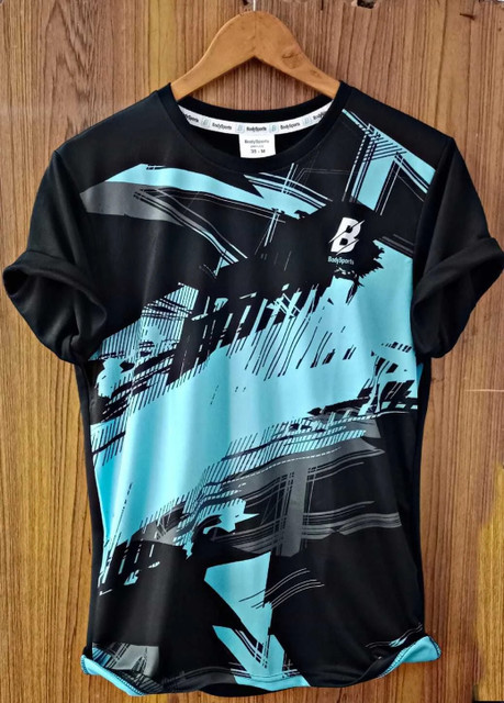 Printed Men Round Neck Blue T-Shirt