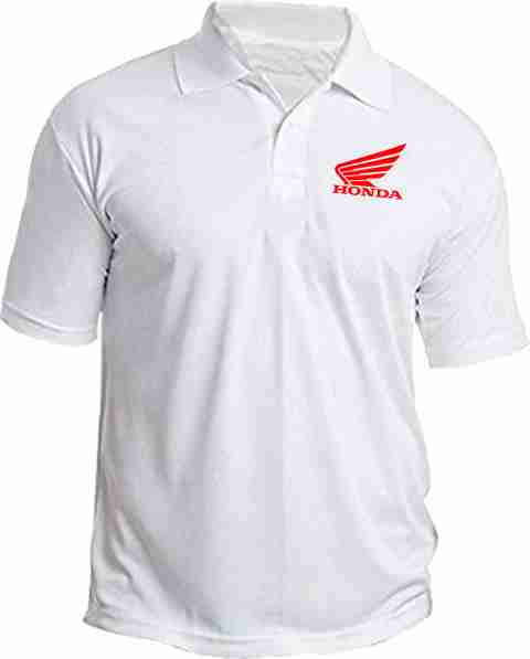 PrintHolic Solid Couple Polo Neck White T-Shirt