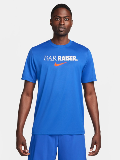 NIKE Printed Men Round Neck Blue T-Shirt