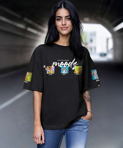 BEWAKOOF Graphic Print Women Round Neck Black T-Shirt Buy