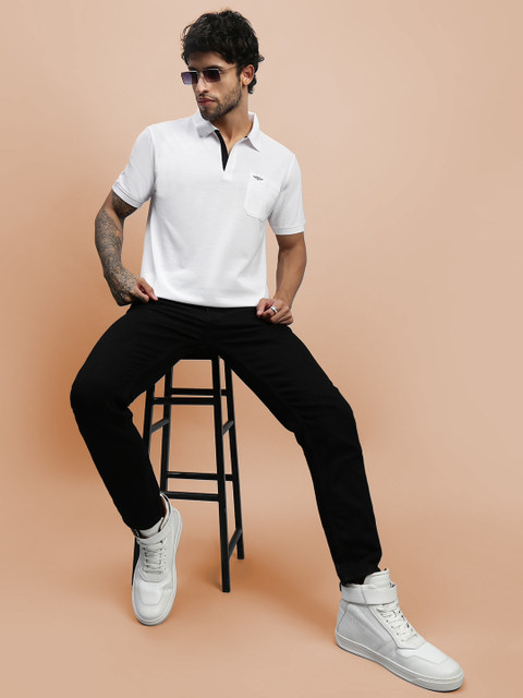 Lux Venus Solid Men Polo Neck White T-Shirt - Buy Lux Venus Solid