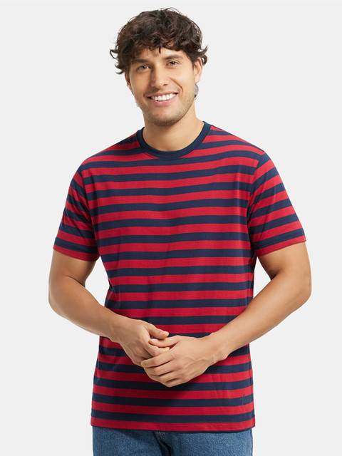 JOCKEY Striped Men Round Neck Red, Dark Blue T-Shirt Buy Navy