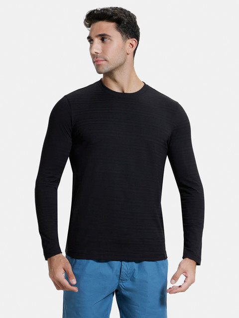 JOCKEY Solid Men Round Neck Black T-Shirt
