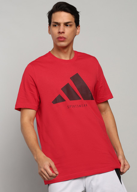 ADIDAS Graphic Print Men Round Neck Red T-Shirt