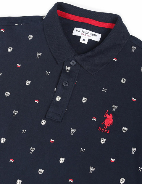 POLO Printed Men Polo Neck Blue T-Shirt Buy POLO