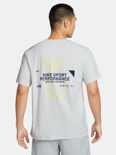 NIKE Solid Men Round Neck Grey T-Shirt Buy NIKE Solid Men Round