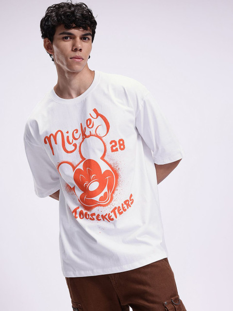 Kook N Keech Disney Printed Men Round Neck White T-Shirt - Buy