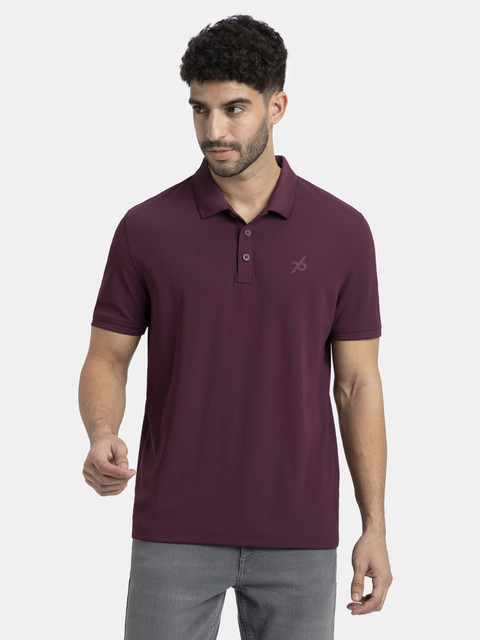 JOCKEY Solid Men Polo Neck Brown T-Shirt