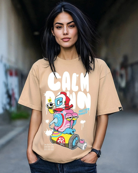 BEWAKOOF Printed Women Round Neck Brown T-Shirt Buy BEWAKOOF