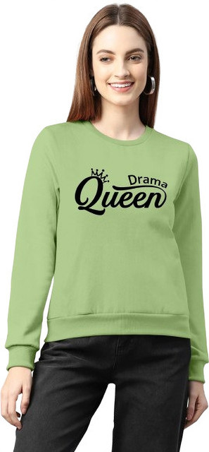 QEEN STAR FASHION Typography Women Round Neck Green T-Shirt Buy