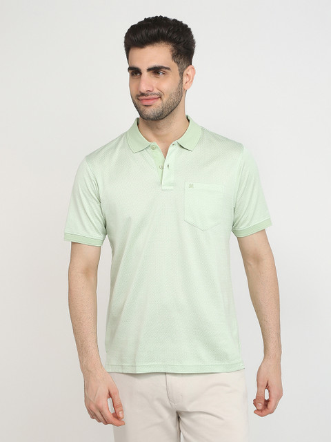 Raymond Self Design Men Polo Neck Light Green T-Shirt Buy