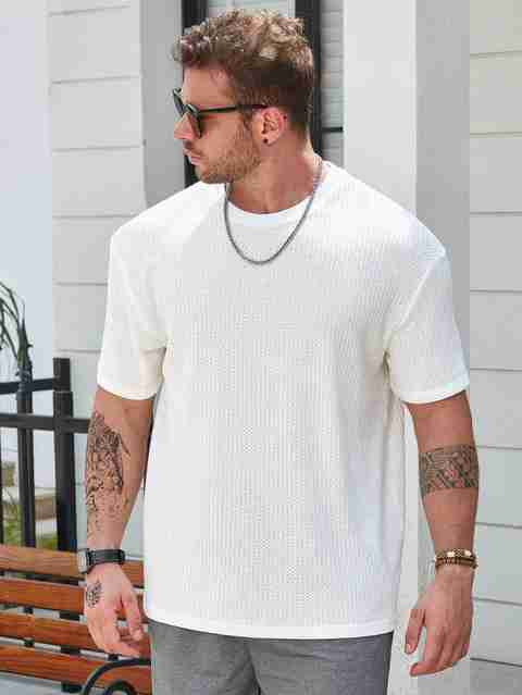 Fashion And Youth Solid Men Round Neck White T-Shirt Buy