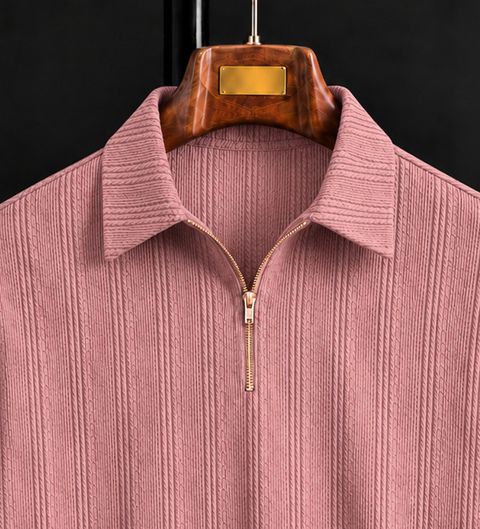 COMBRAIDED Pack of 2 Men Self Design Polo Neck Polycotton Black, Pink T-Shirt - Image 8
