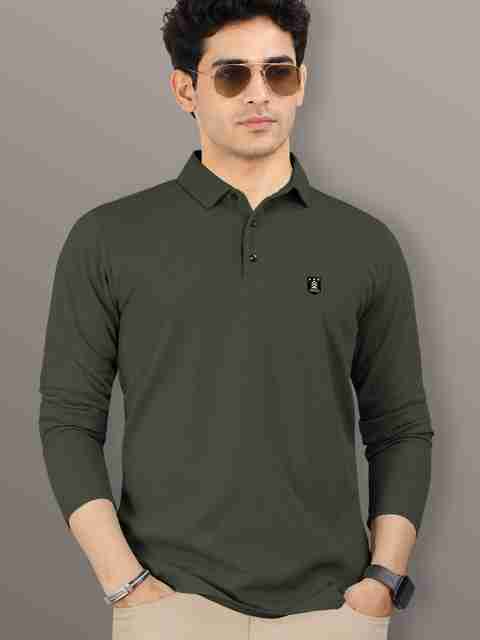 VeBNoR Men Self Design Polo Neck Polyester Green T-Shirt - Image 5