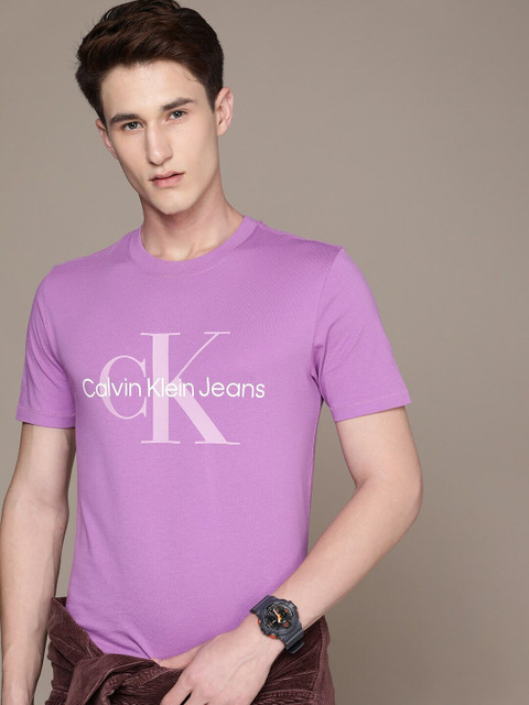 Calvin Klein Jeans Solid Men Crew Neck Purple T-Shirt Buy Calvin