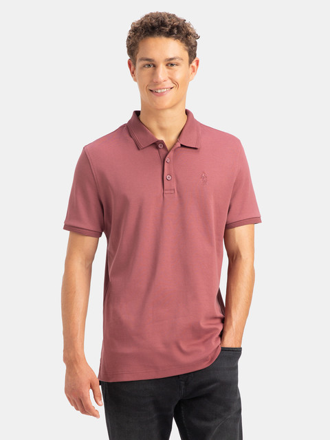 JOCKEY Solid Men Polo Neck Maroon T-Shirt