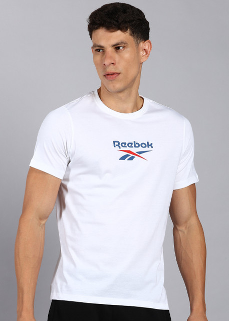 REEBOK Graphic Print Men Crew Neck White T-Shirt
