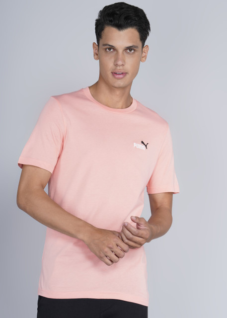PUMA Solid Men Crew Neck Pink T-Shirt