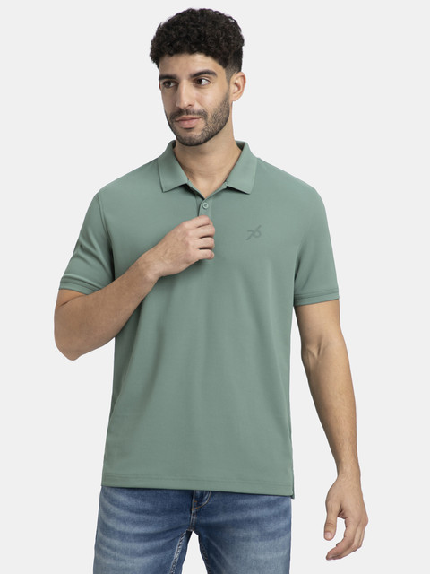 JOCKEY Solid Men Polo Neck Light Green T-Shirt