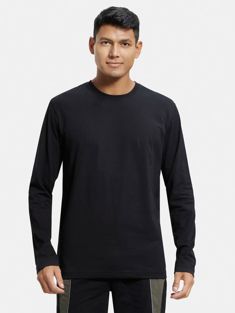 JOCKEY Solid Men Round Neck Black T-Shirt - Main Image