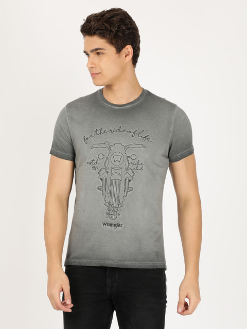 Wrangler Printed Men Round Neck Grey T-Shirt Buy Wrangler