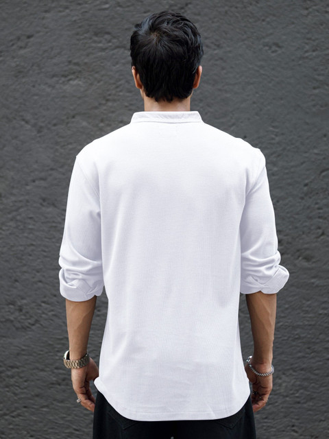 MANIAC Solid Men Henley Neck White T-Shirt - Buy MANIAC Solid Men