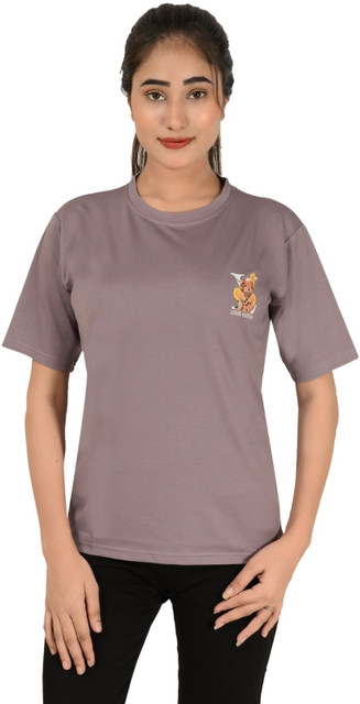 AMMY TRADERS Printed Women Round Neck Purple T-Shirt - Buy AMMY