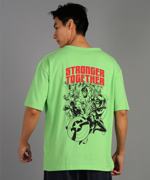 MARVEL By Metronaut Printed Men Round Neck Green T-Shirt