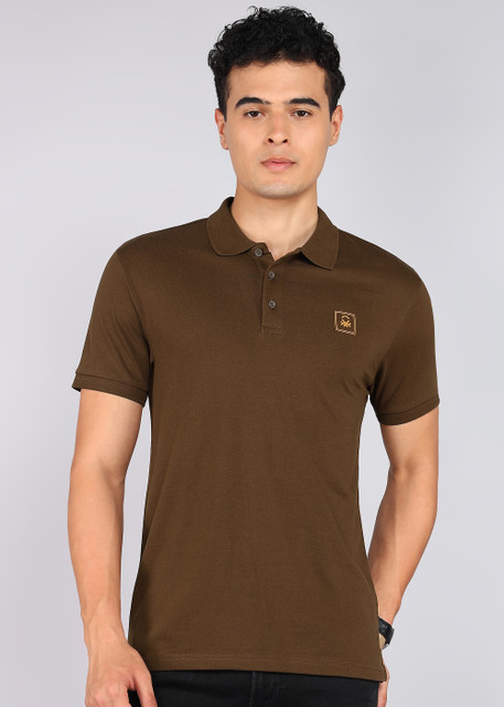 United Colors of Benetton Solid Men Polo Neck Brown T-Shirt Buy
