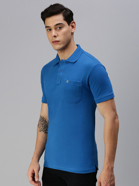 ONN Solid Men Polo Neck Blue T-Shirt