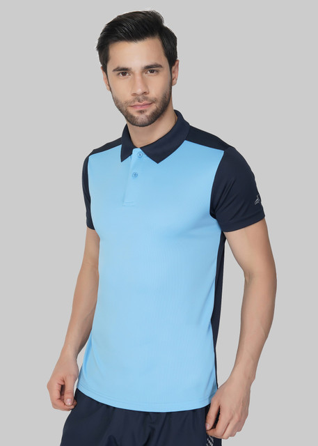VECTOR X Solid Men Polo Neck Light Blue T-Shirt - Buy VECTOR X