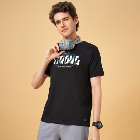 Ajile By Pantaloons Printed Men Polo Neck Black T-Shirt Buy