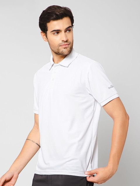 CANJUICE Solid Men Polo Neck White T-Shirt - Buy CANJUICE Solid