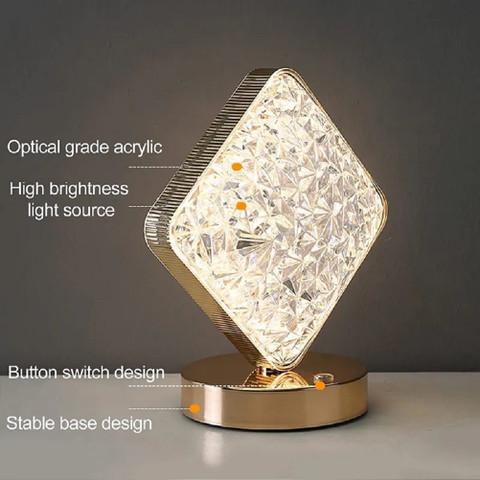 AKR Modern Crystal Minimalist Table Lamp for Living Room, Bedroom