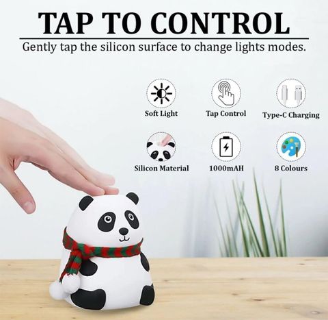 Raregets Cute Panda USB Rechargeable 7-Color Table Lamp (14 cm, White) - Image 5