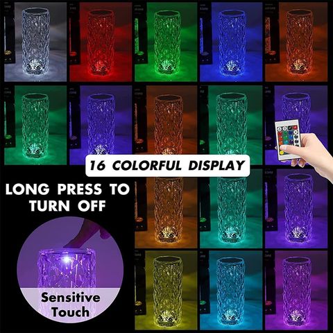 Refulgix Crystal Lamp,16 Color Changing Rose,USB Rechargeable Table ...