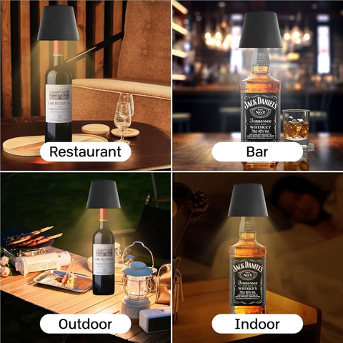 MELUDI Bottle Lamp, LED Wireless Wine Bottle Lamp Shade Table Lamp