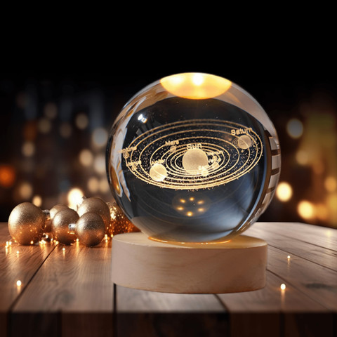 Budgetmein Galaxy Crystal Ball Night Lamp,Creative Engraved Crystal Ball  Night Light Night Lamp