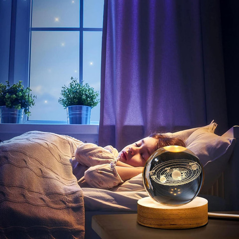 Homevilla 3D Galaxy Crystal Ball, Glass Ball Night Lamp with Wood Base and USB Cable Table Lamp Price in India - Buy Homevilla 3D Galaxy Crystal Ball, Glass Ball Night Lamp with