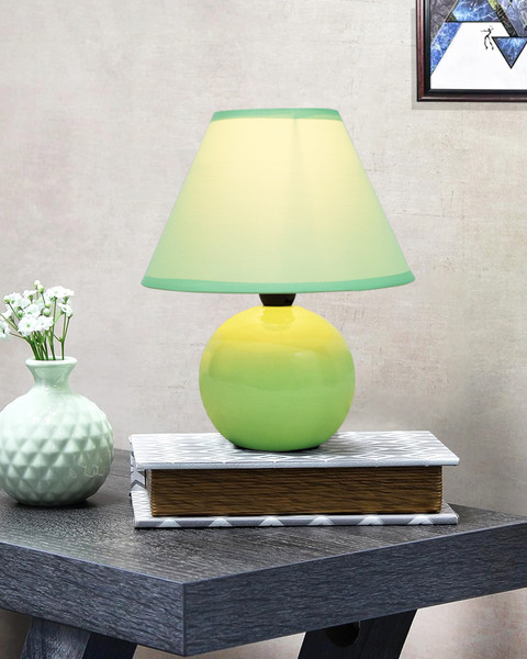 Homesake Modern Small Ceramic Table Lamp, Classic Desk lamp for Bedroom,  Farmhouse, Round Table Lamp