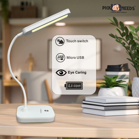 Daily Needs Shop Study Table Rechargeable LED Desk Lamp with Long