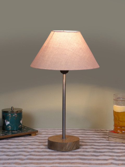 Grey And White Lamp Shade For Bedside Lamp Devansh Conical Grey