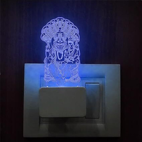 ASA CRAFT 3D Illusion God Narasimha Plug Lamp God Bedroom Mandir