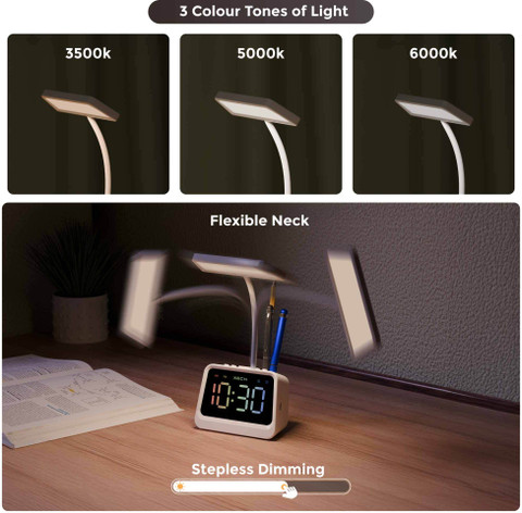 xech Alarm Clock Lamp and Pen Stand mini Speaker Rechargeable Desk
