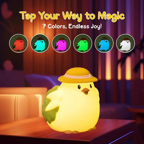Sakuya Chicken Night Light for Kids Room | Soft Silicone Animal