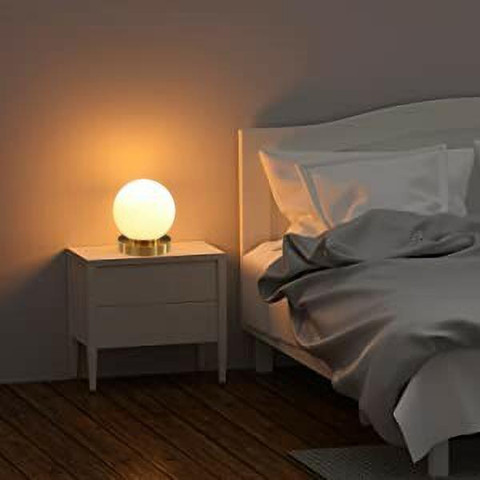 HomesElite Modern Glass Ball Table Lamp Unique Bedside Desk Small Lamp for  Bedroom Study Lamp - Main Image