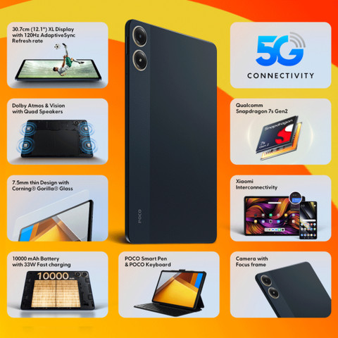 POCO Pad 5G 8 GB RAM 256 GB ROM 12.1 inch with Wi-Fi+5G Tablet